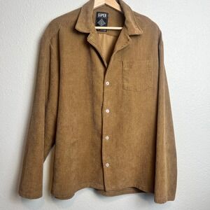 SUPER MASSIVE‎ Tan Corduroy Button Up Shirt Long Sleeve Men's Large